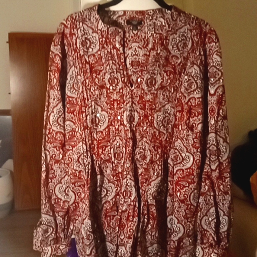 New 2X burgundy blouse by Talbots